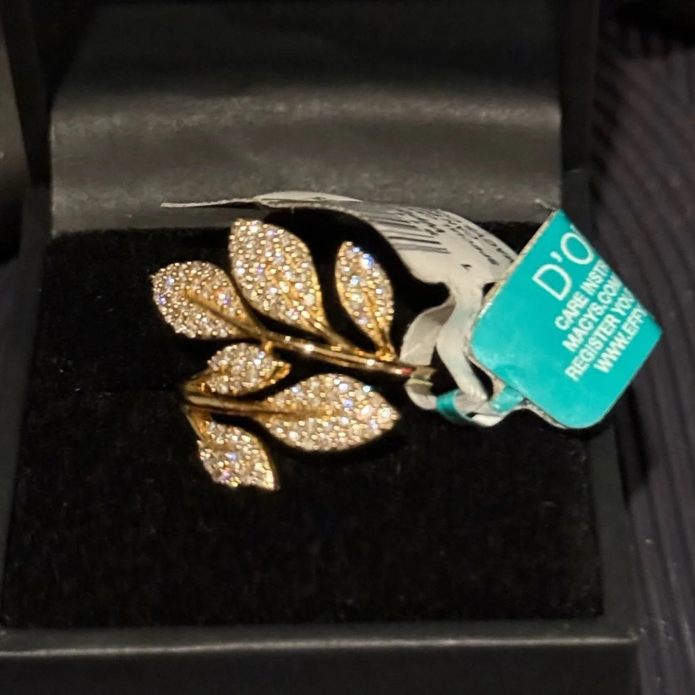 Effy 14k Gold Vine Motif Diamond Ring New. 5/8 tw - Picture 3 of 5